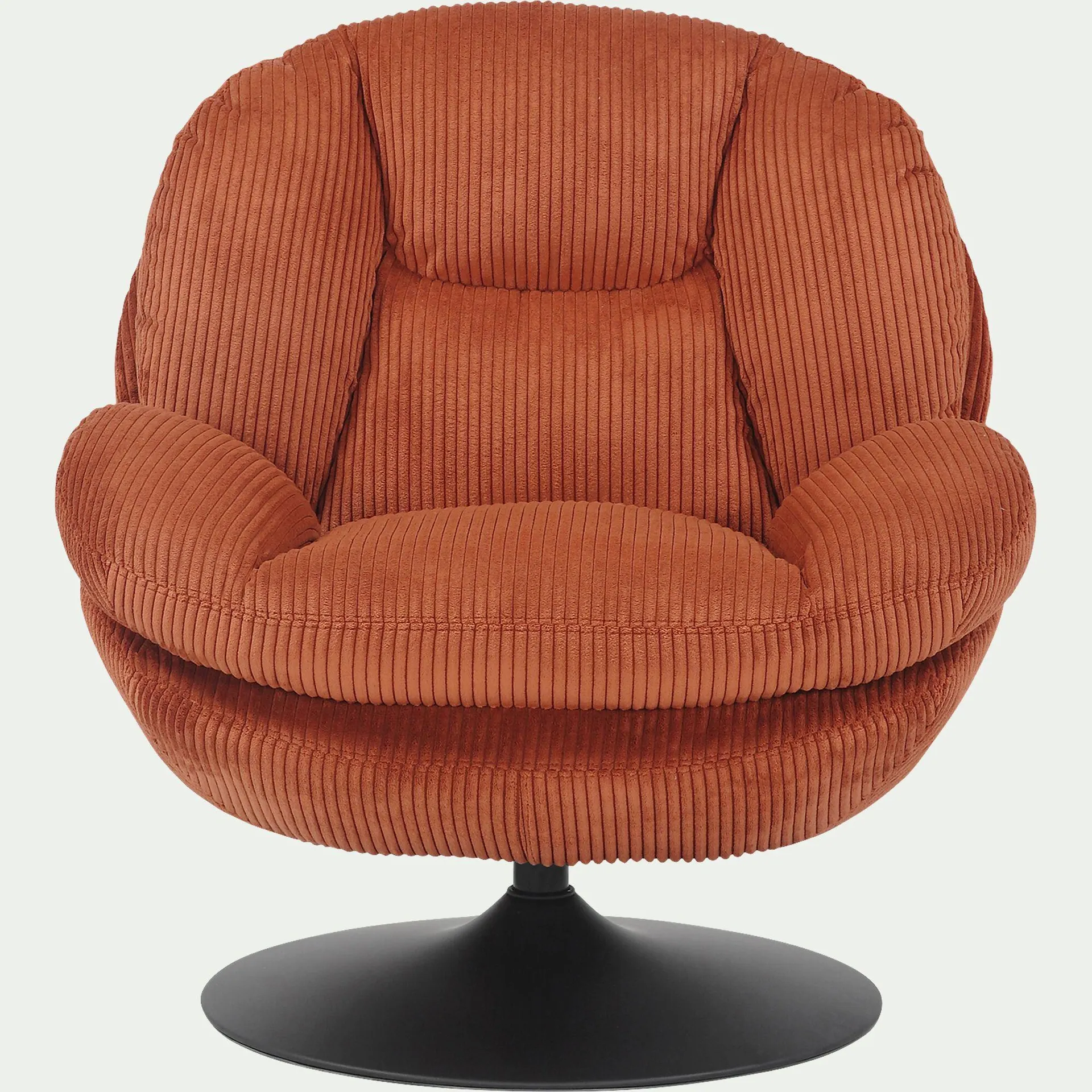 Fauteuil pivotant en velours côtelé - terracota