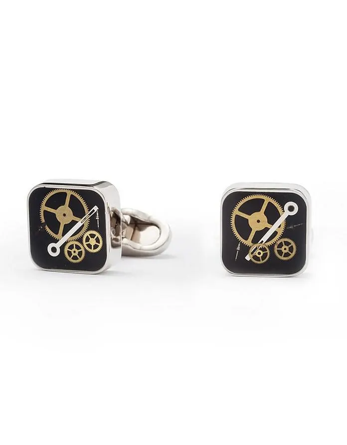 Squared Cufflinks w/Clock Gears
