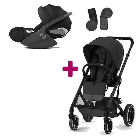 Pack poussette duo Balios S Lux Black moon + coque cloud T i-size Sepia Black de Cybex