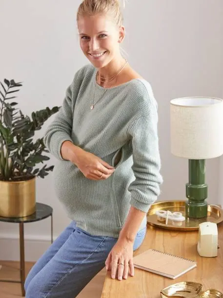 Pull devant/dos grossesse et allaitement - vert