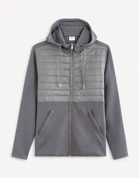 Sweat à capuche straight coton mélangé - gris