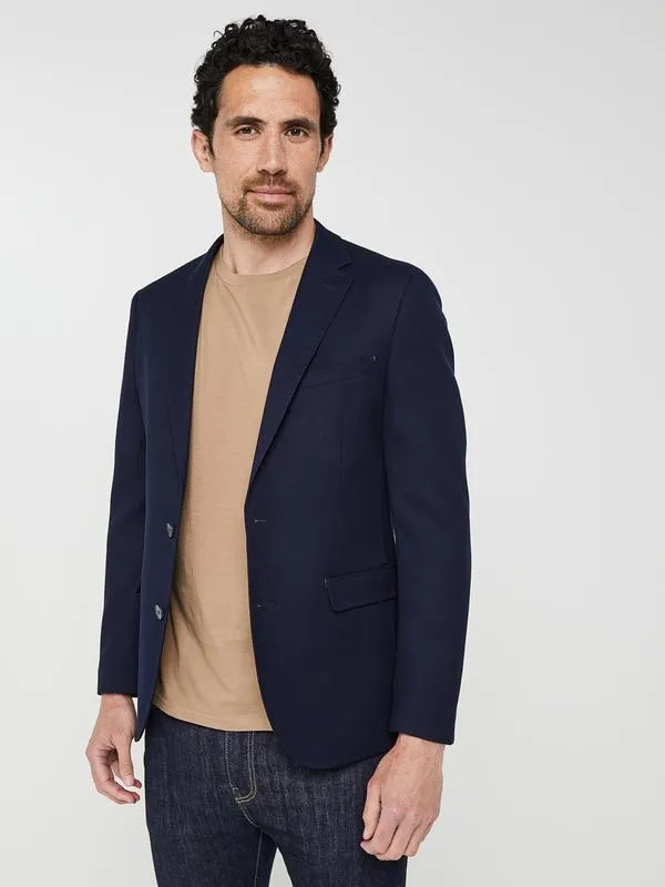 Blazer En Tissu Piqué - Bleu marine