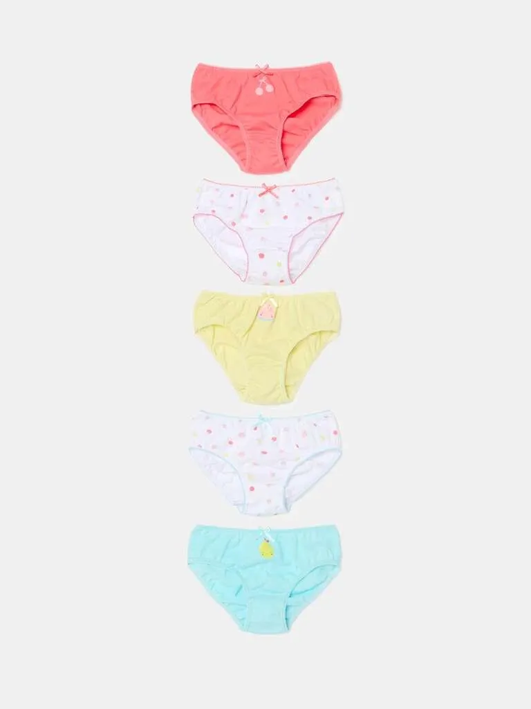 Five-pack jersey briefs with fruit print Blanc/rose