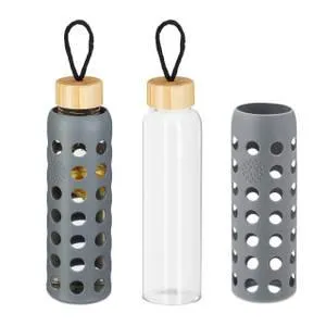 Gourde en verre bouchon en bambou 550 ml