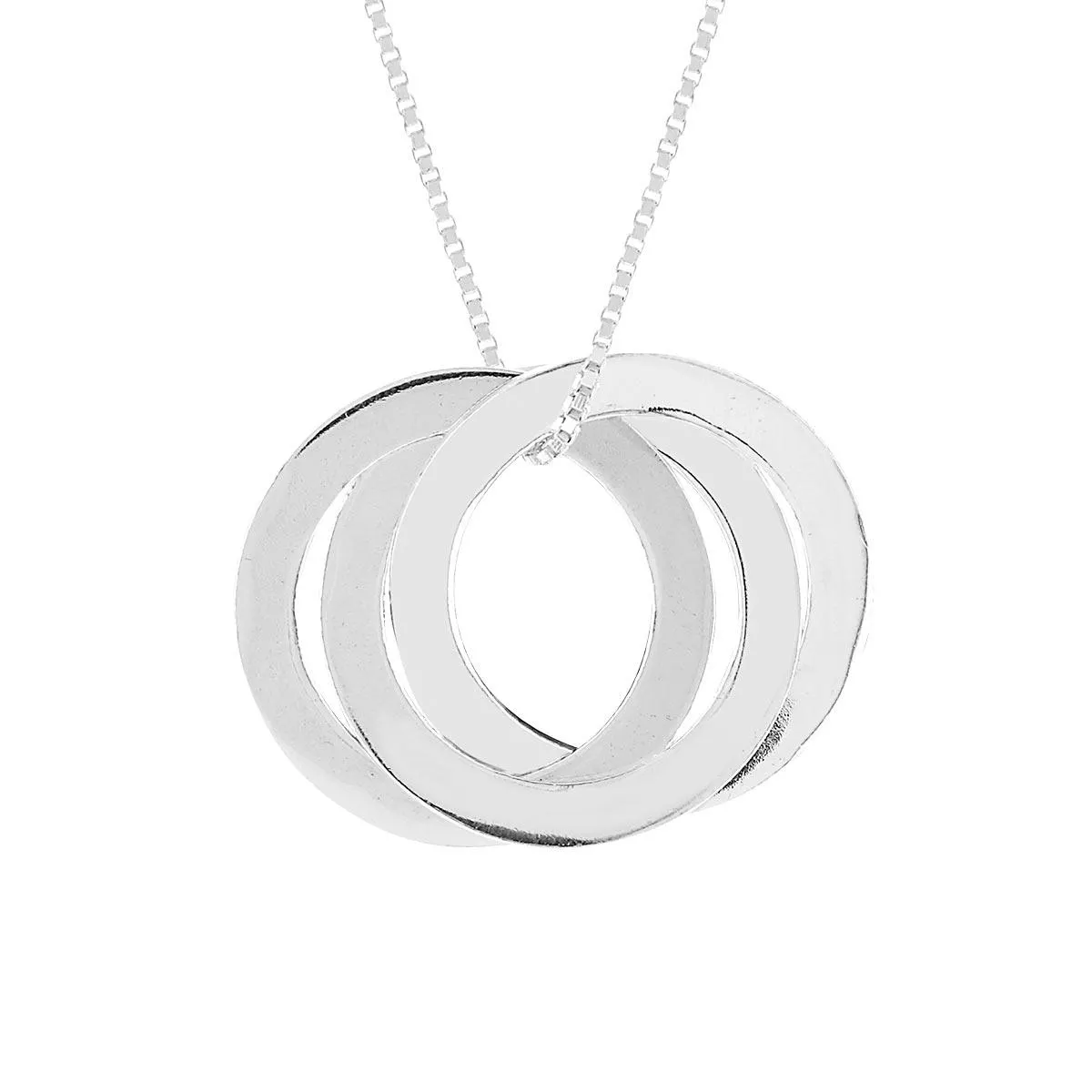 Collier argent 925 maille fantaisie anneaux entrelacés 46 cm