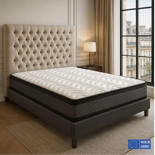 DAGOSTINO Matelas Mousse 140x200 cm ONYX - Ferme - Réversible - Côté Été/hiver - H20 Cm