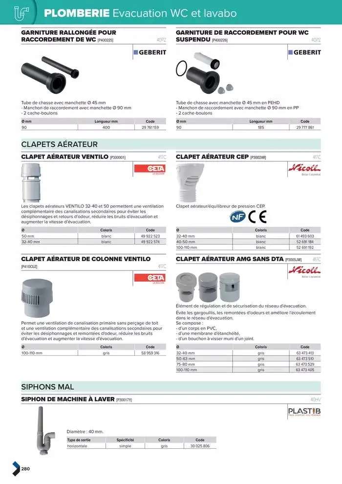 Catalogue génie climatique & sanitaire | Édition 2024-2025 du 2 octobre au 31 décembre 2025 - Catalogue page 280