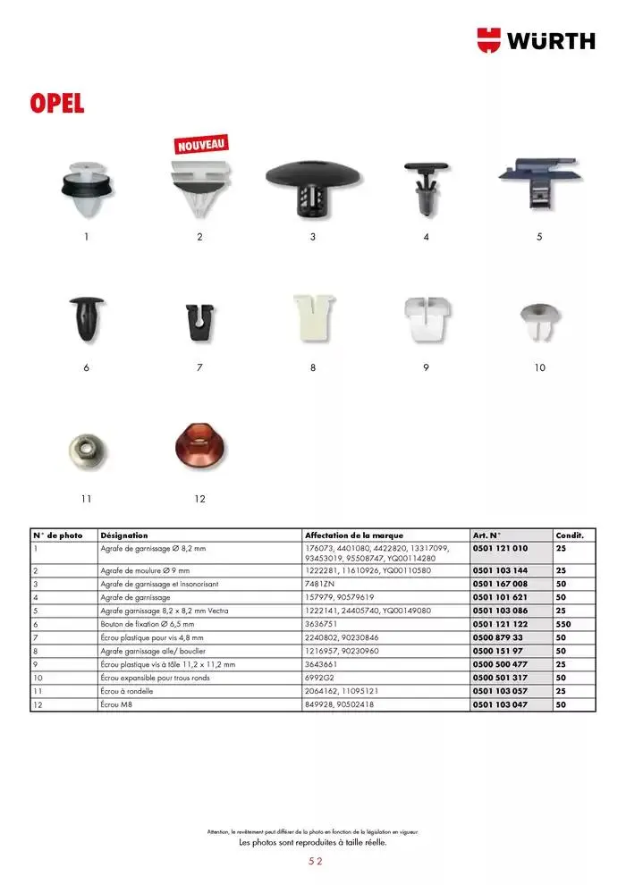 Agrafes de carrosserie du 21 janvier au 31 décembre 2025 - Catalogue page 52