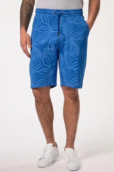 Bermuda en molleton JP1880. Taille élastique, imprimé feuilles de palmiers - jusqu'au 8XL