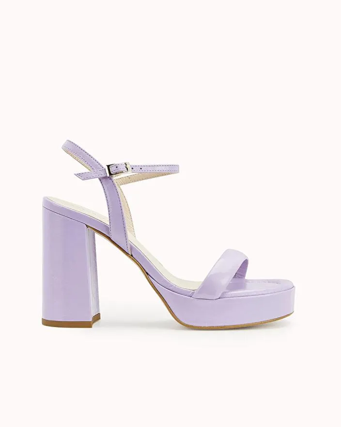 SANDALE A TALON NAOMIE En cuir vernis craquelé lilas