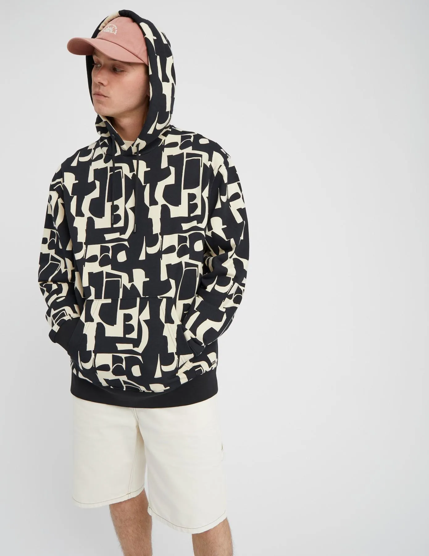 Sweat imprimé à capuche - Naturel