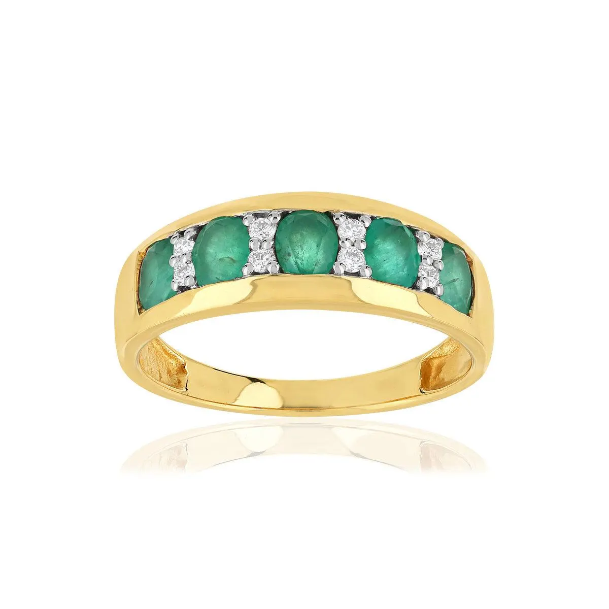Bague or 750 2 tons émeraudes et diamants