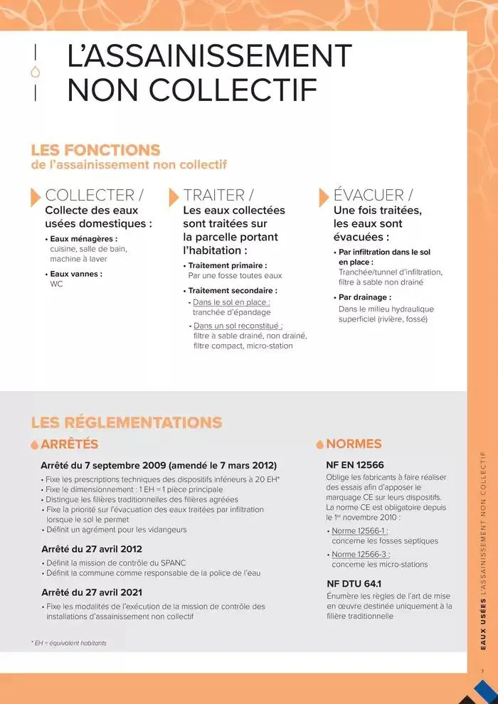 ASSAINISSEMENT NON COLLECTIF ET GESTION DES EAUX PLUVIALES du 4 mars au 31 décembre 2025 - Catalogue page 7