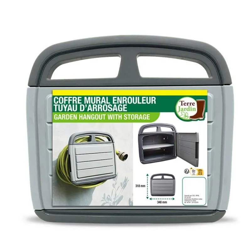 Support mural d'enroulage avec armoire pour tuyau d'arrosage
