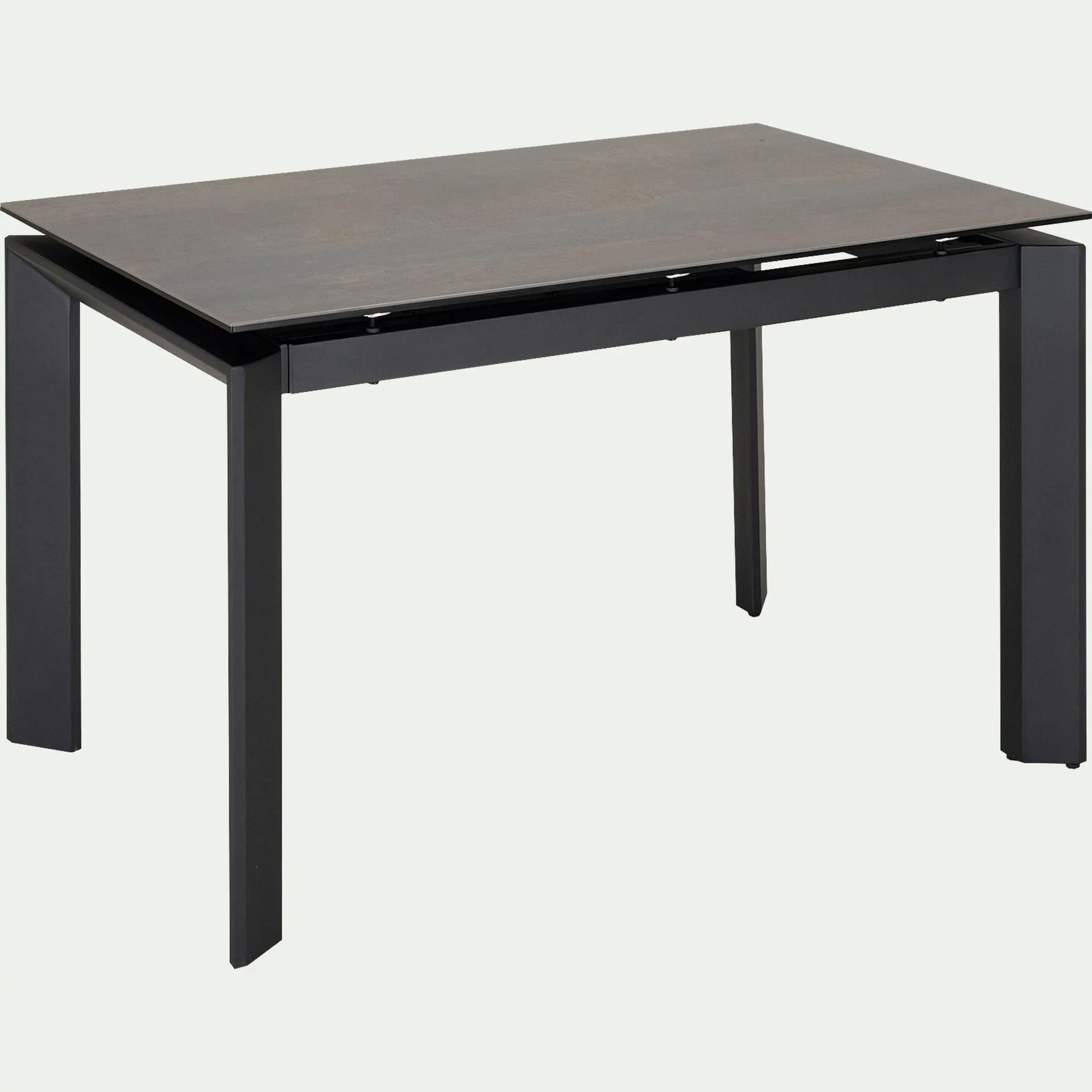 Table de repas extensible en céramique et verre trempé - noir (6 à 8 places)