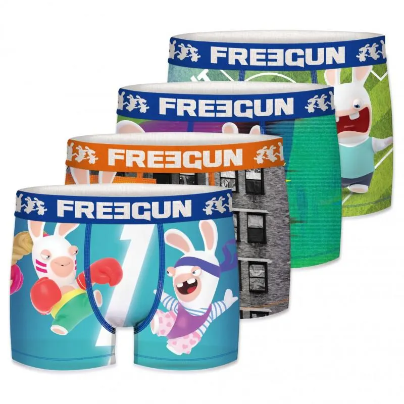Lot de 4 Boxers Freegun garçon Lapins Crétins