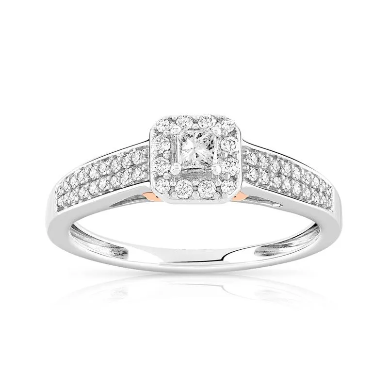 Bague 2 ors 750 carrée diamants