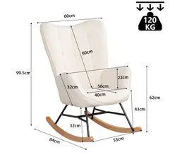 MEUBLES COSY Fauteuil à Bascule Allaitement Rocking Chair Scandinave Revêtement En Bouclette Beige