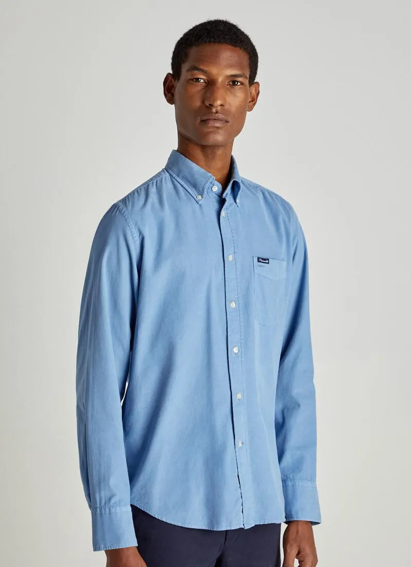 CHEMISE UNIE EN VELOURS CÔTELÉ