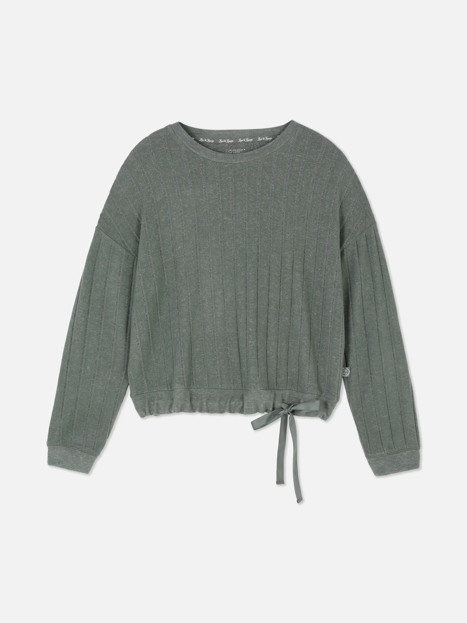 Super Soft Ribbed Bow Pajama Top