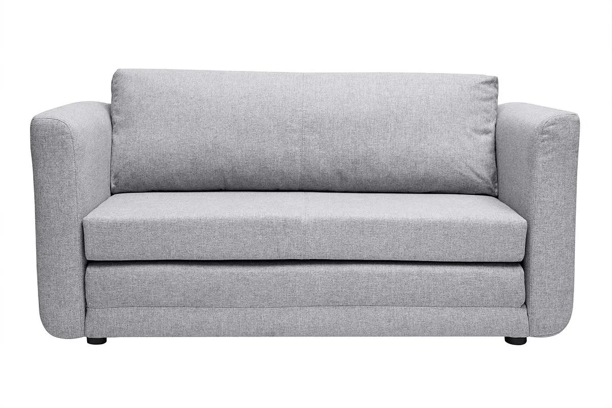 Canapé convertible 2 places en tissu gris clair LEON