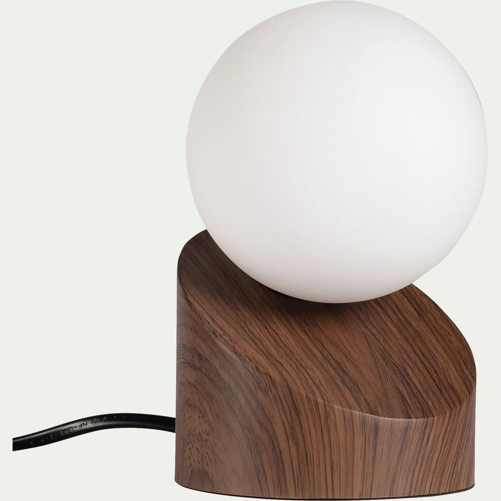 Lampe à poser tactile en fer effet bois foncé H16cm- naturel