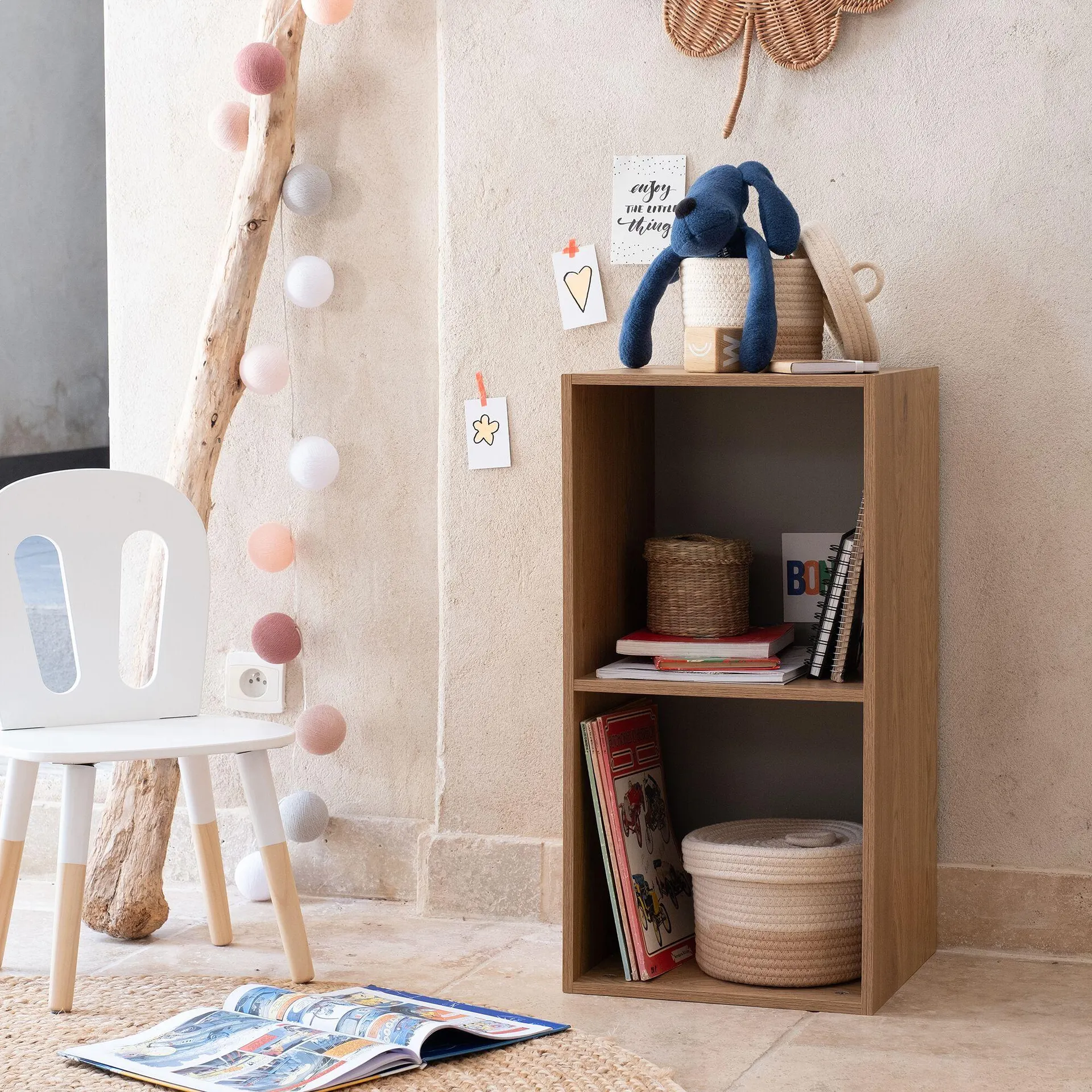 Etagère 2 cases en bois - bois clair