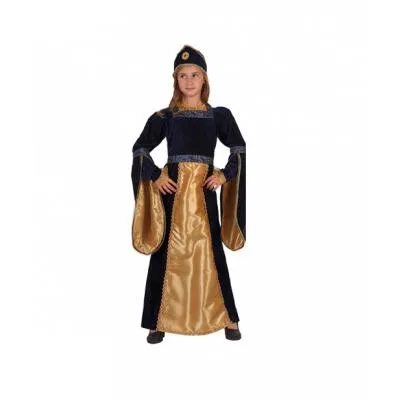 Déguisement Princesse Médiévale Bleu et Doré Velours Fille - Taille au Choix