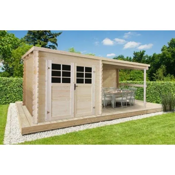 Solid Abri De Jardin Mathilde 28mm 14.05m² Avec Auvent