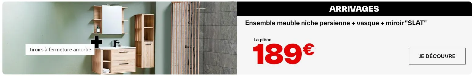Ensemble meuble niche persienne + vasque + miroir "SLAT"