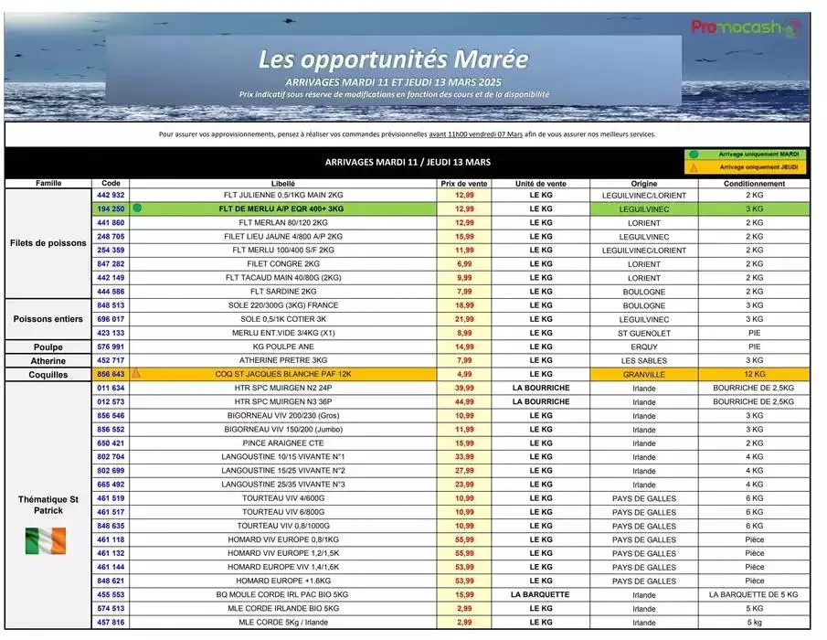 Les opportunités Marée du 11 mars au 13 mars 2025 - Catalogue page 1