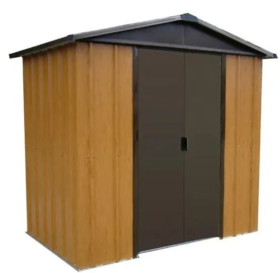 Abri de Jardin Métal Aspect Bois Marron L. 303 cm l. 197 cm H. 212 cm – YARDMASTER
