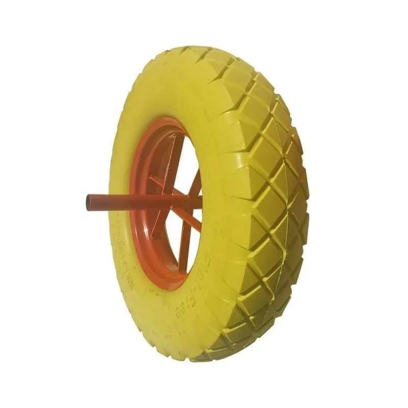 Roue de brouette pleine increvable diamètre 380 mm avec axe diamètre 20 mm
