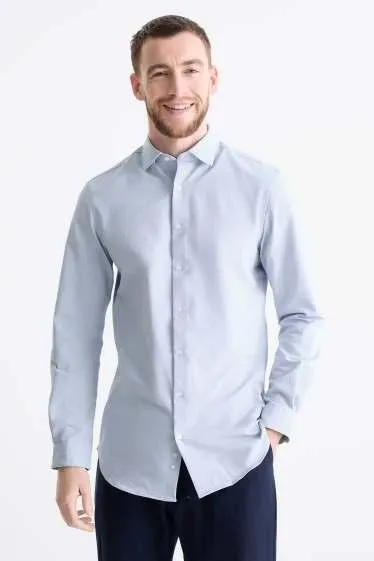 Business shirt - slim fit - cutaway collar - textured