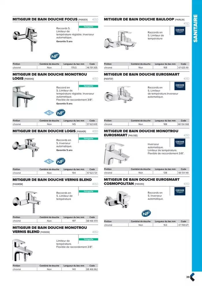 Catalogue génie climatique & sanitaire | Édition 2024-2025 du 2 octobre au 31 décembre 2025 - Catalogue page 39