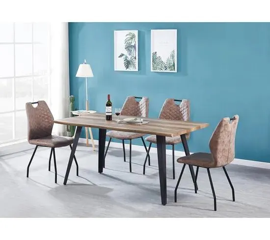 Table de séjour 90x160 cm OLKEN 2 imitation chêne et noir