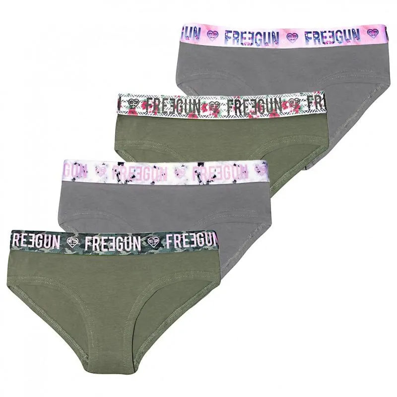 Lot de 4 culottes Freegun coton fille Uni