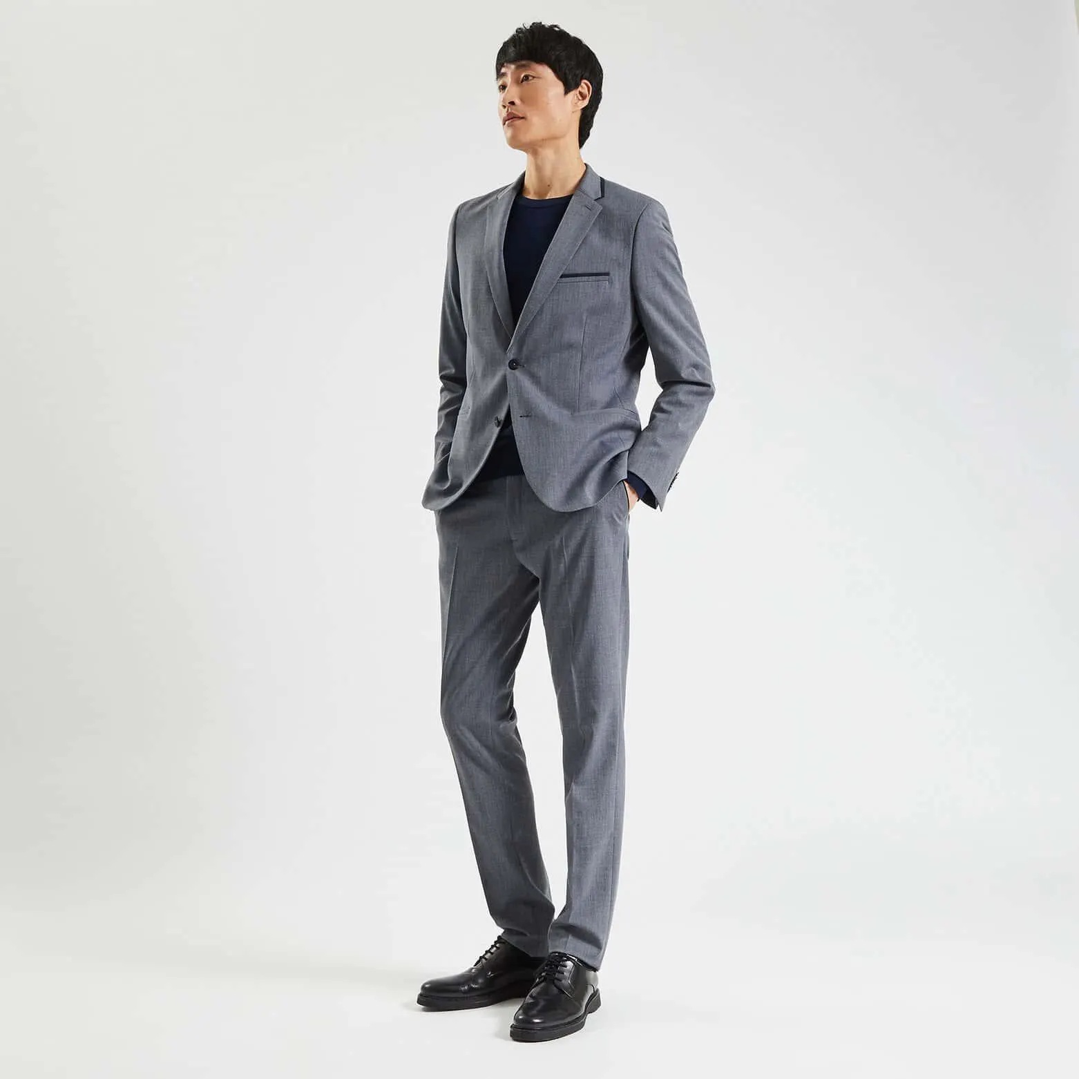 Costume 2 pièces slim détails contrastés - Bleu