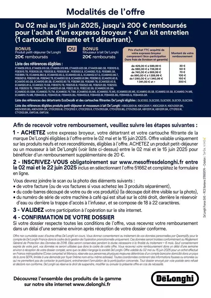 Delonghi Jusqu'à 200€ remboursés du 6 mai au 15 juin 2025 - Catalogue page 2