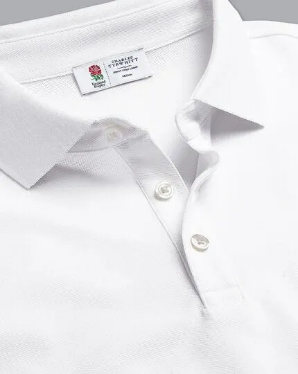 England Rugby Long Sleeve Pique Polo - White