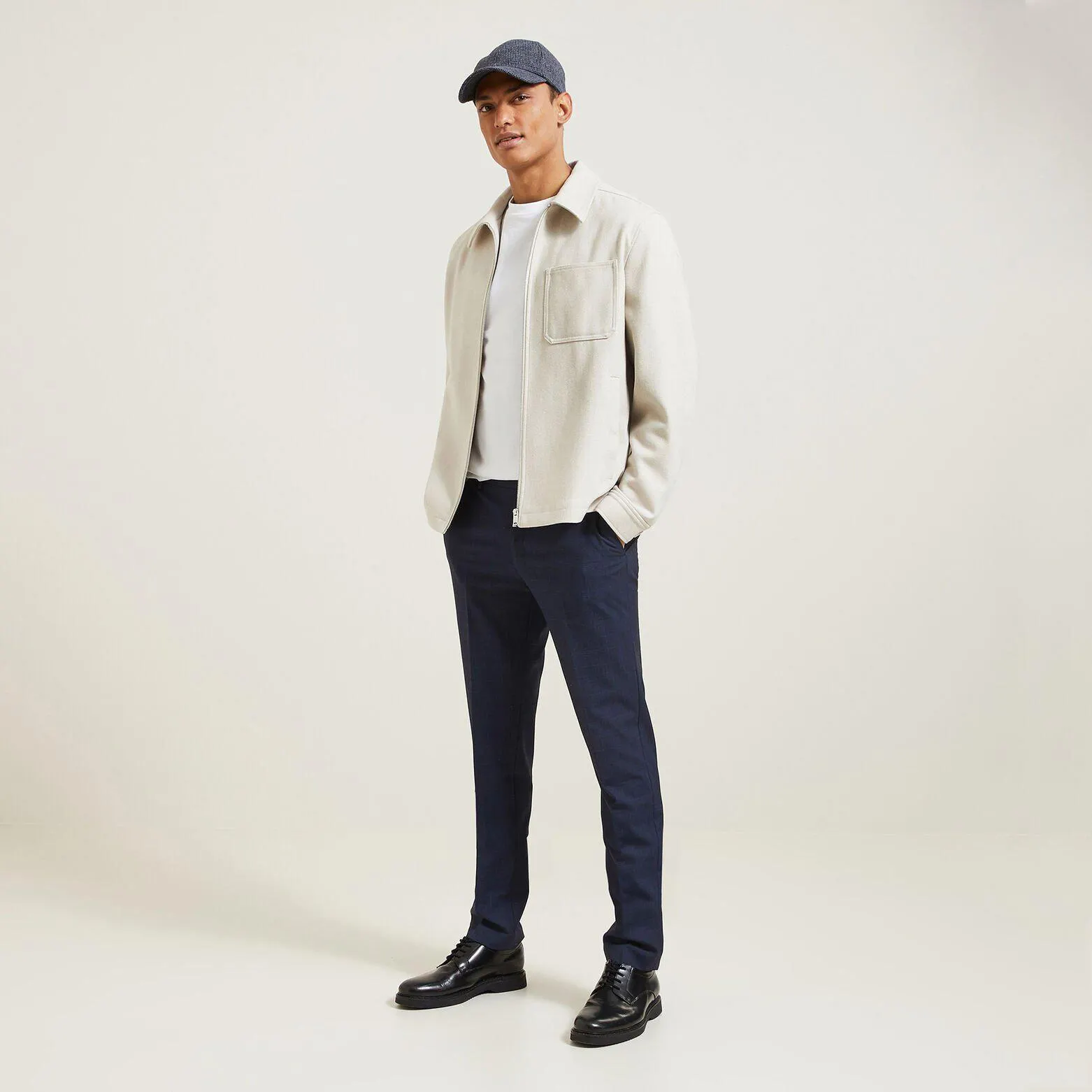 Pantalon de costume slim à carreaux - Bleu foncé