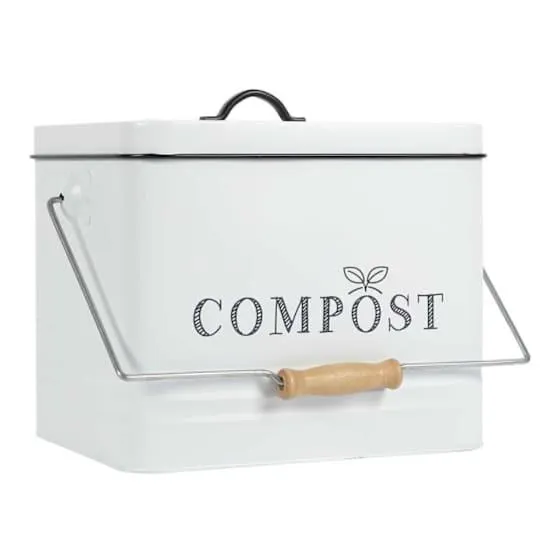 Poubelle à Compost 10L Métal avec Poignée et Couvercle avec Filtre - JETOR