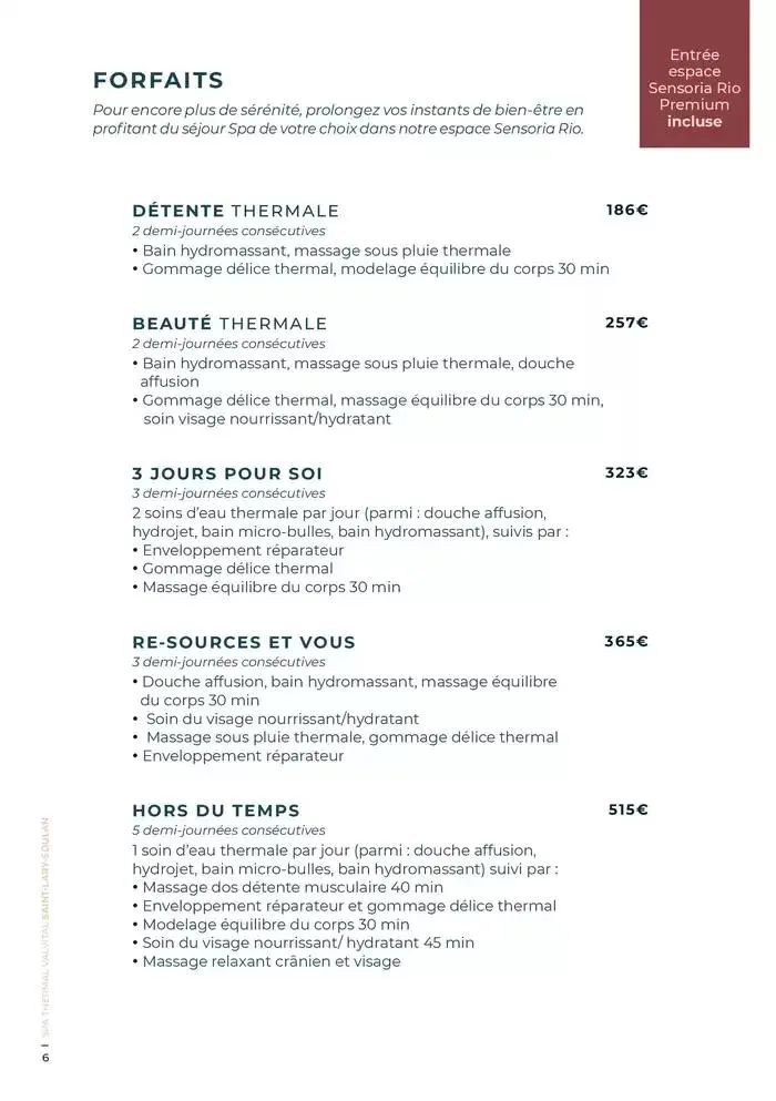 Carte Spa Saint-Lary-Soulan 2025 du 9 décembre au 31 décembre 2025 - Catalogue page 6