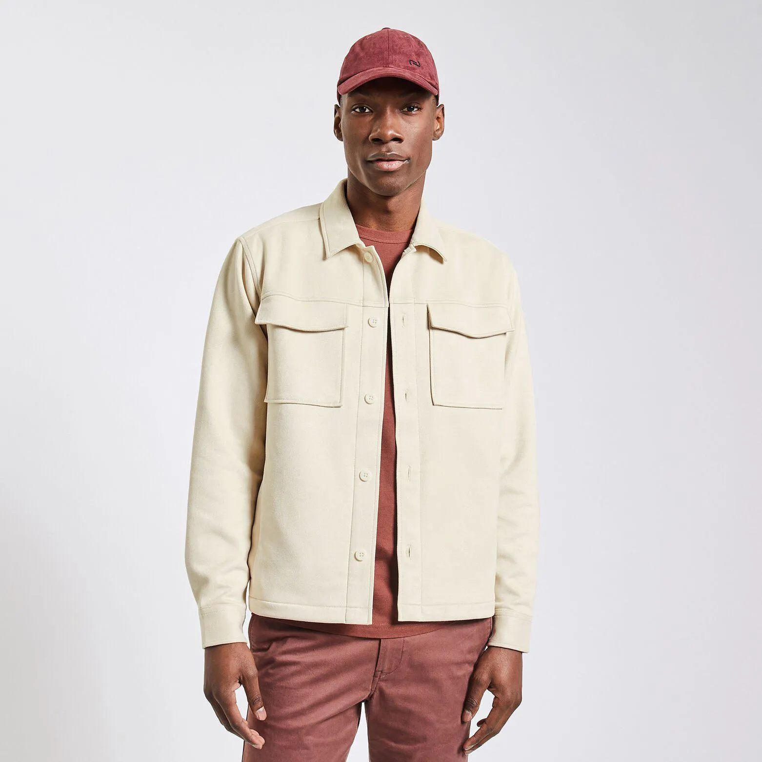 Surchemise unie suede - Ecru