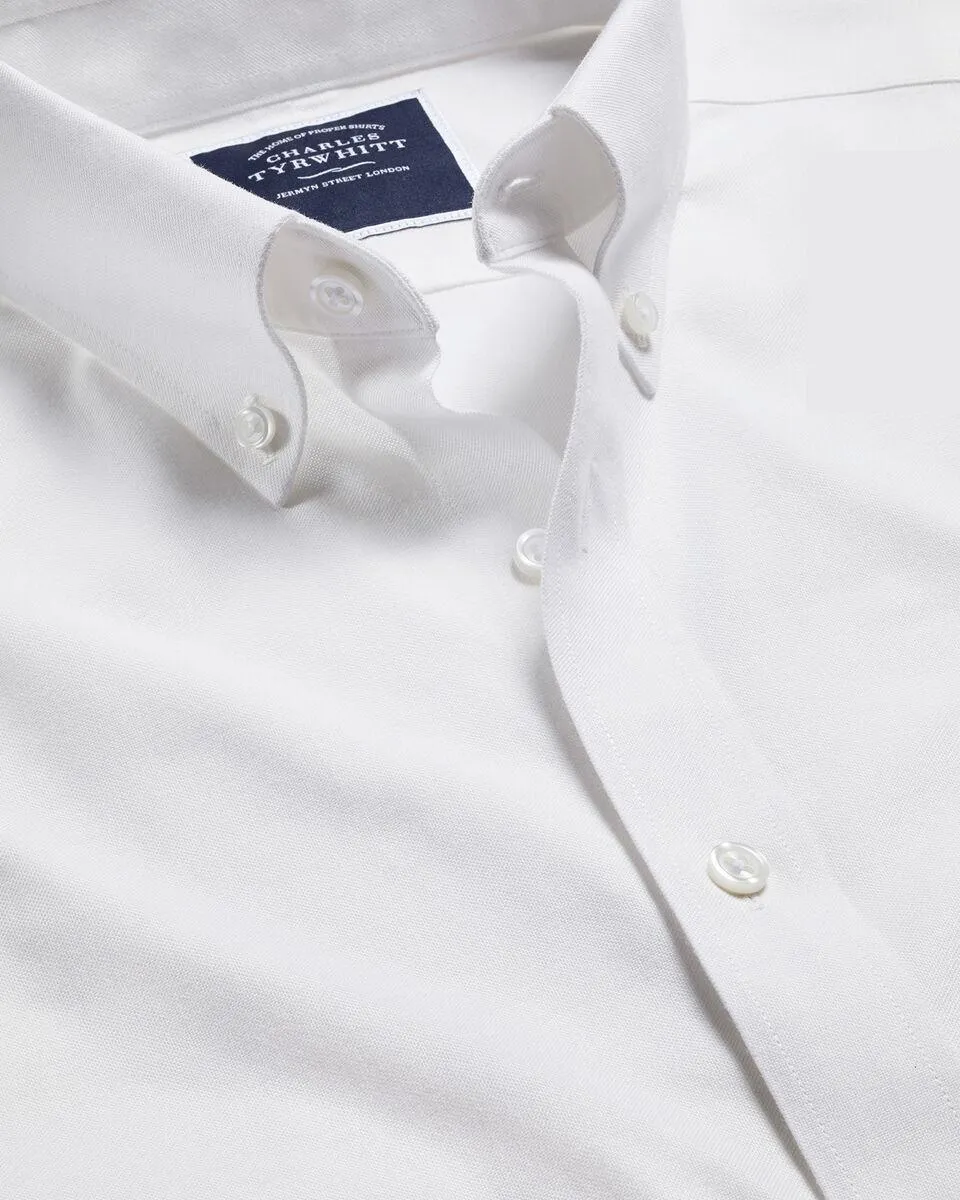 Button-Down Collar Non-Iron Stretch Oxford Shirt - White