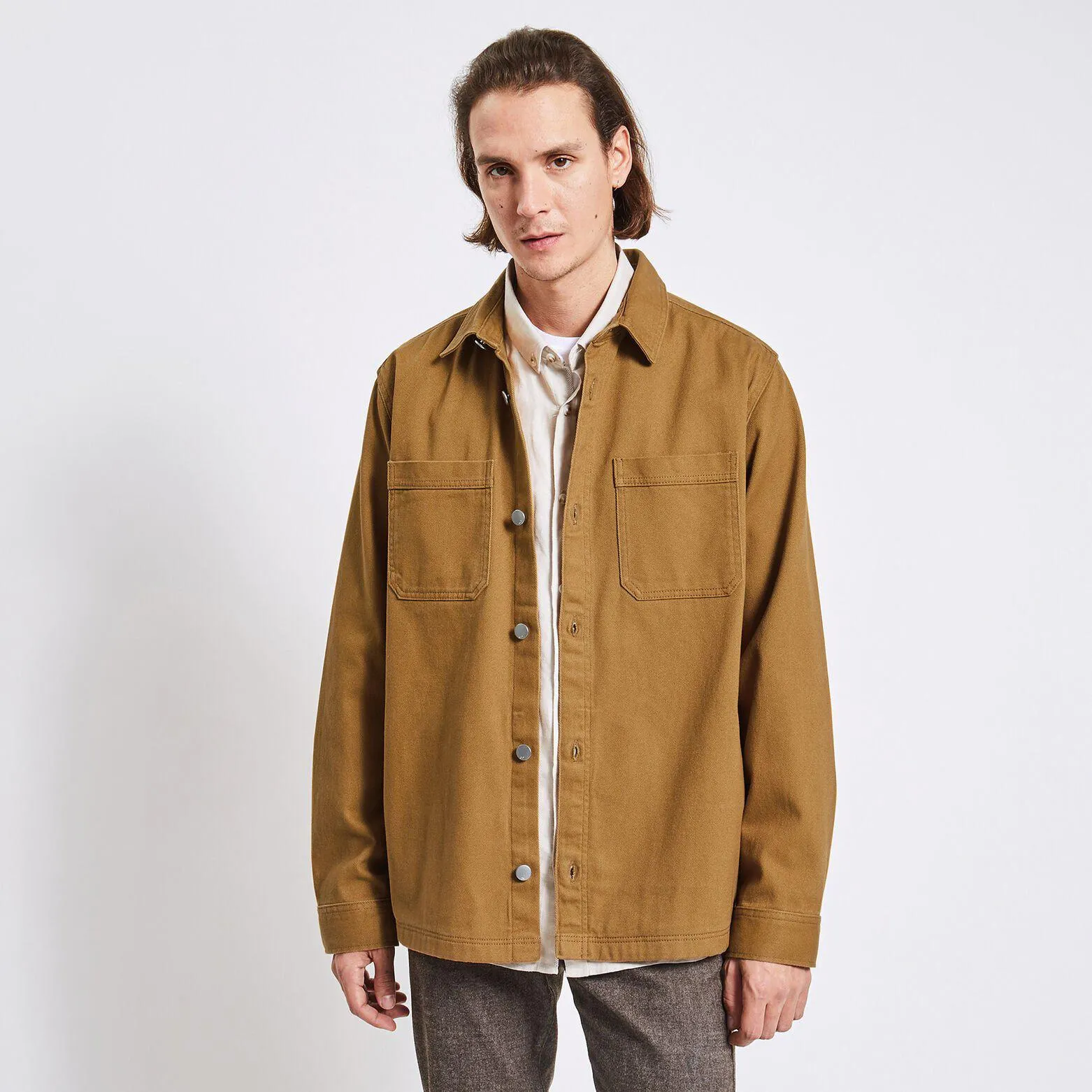 Surchemise unie coton recyclé - Jaune foncé