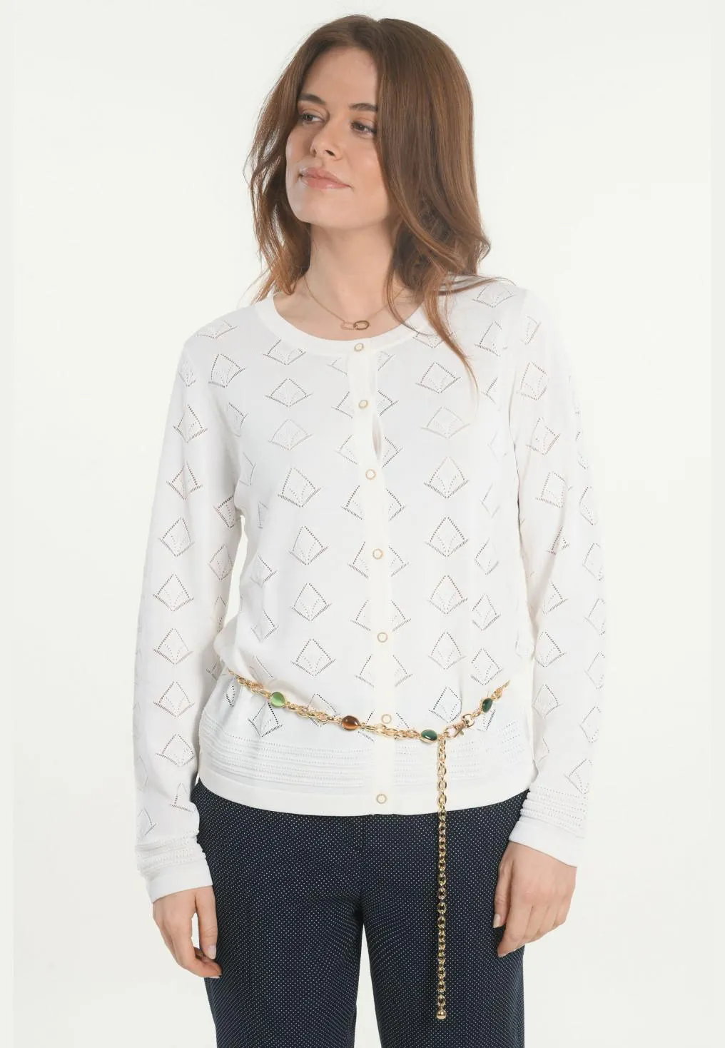 DEAUVILLE - GILET MAILLE FANTAISIE - OFF WHITE