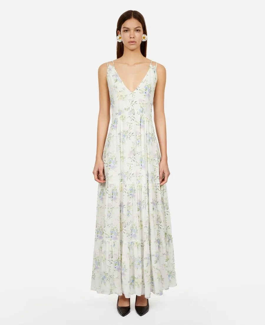 Robe longue fleurie avec laçage