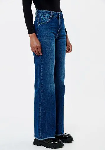 Jean wideleg bleu femme