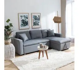 HAPPY GARDEN Canapé D'angle Convertible Clark 3 Places Gris